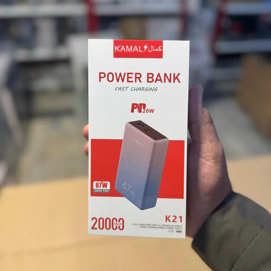 Kamal 20000mAh Fast-Charging Power Bank – K21 Compact & Reliable | AwamiImport.com