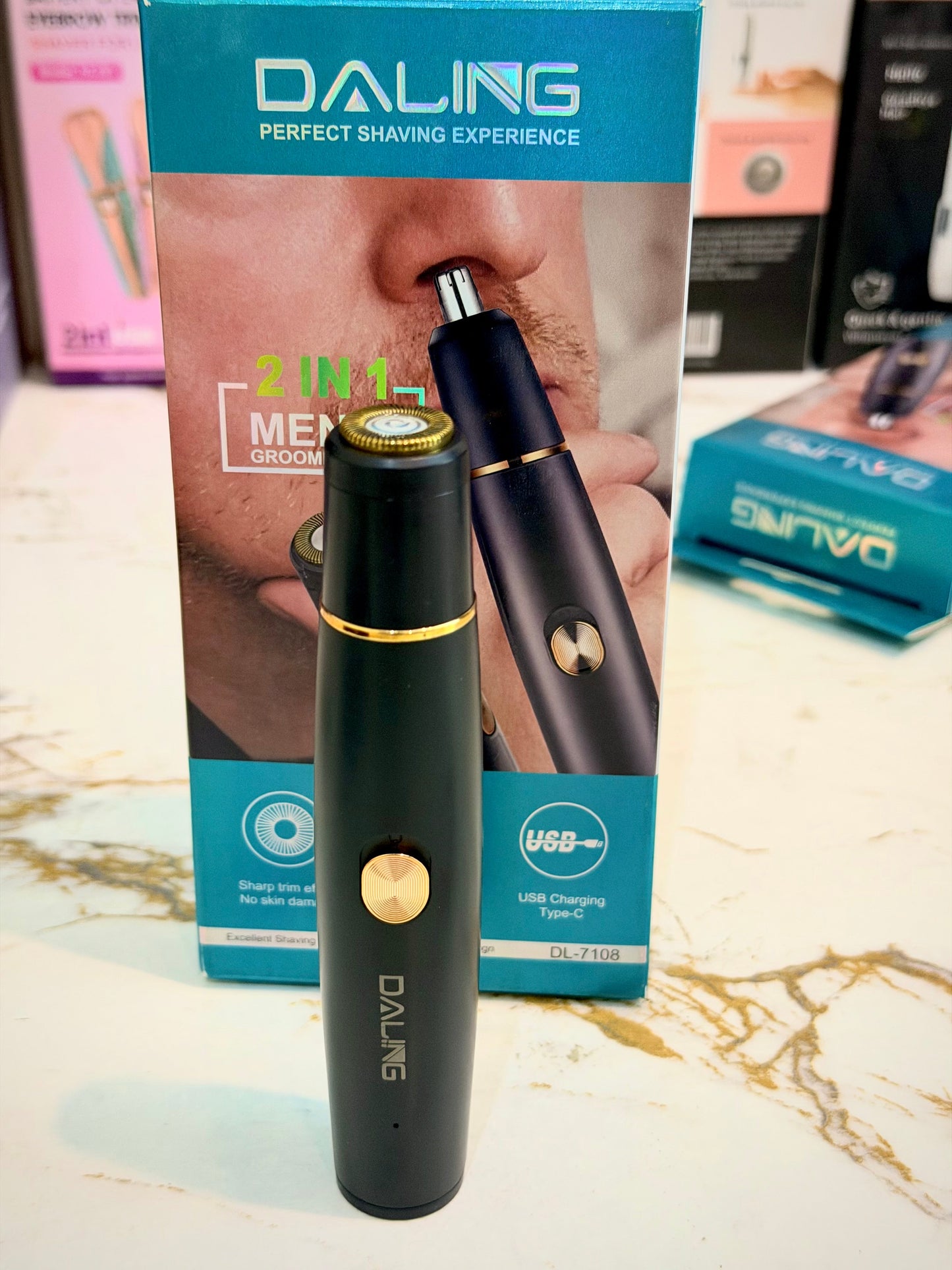 Daling DL-7108 2-in-1 Shaver & Nose Hair Trimmer | AwamiImport.com