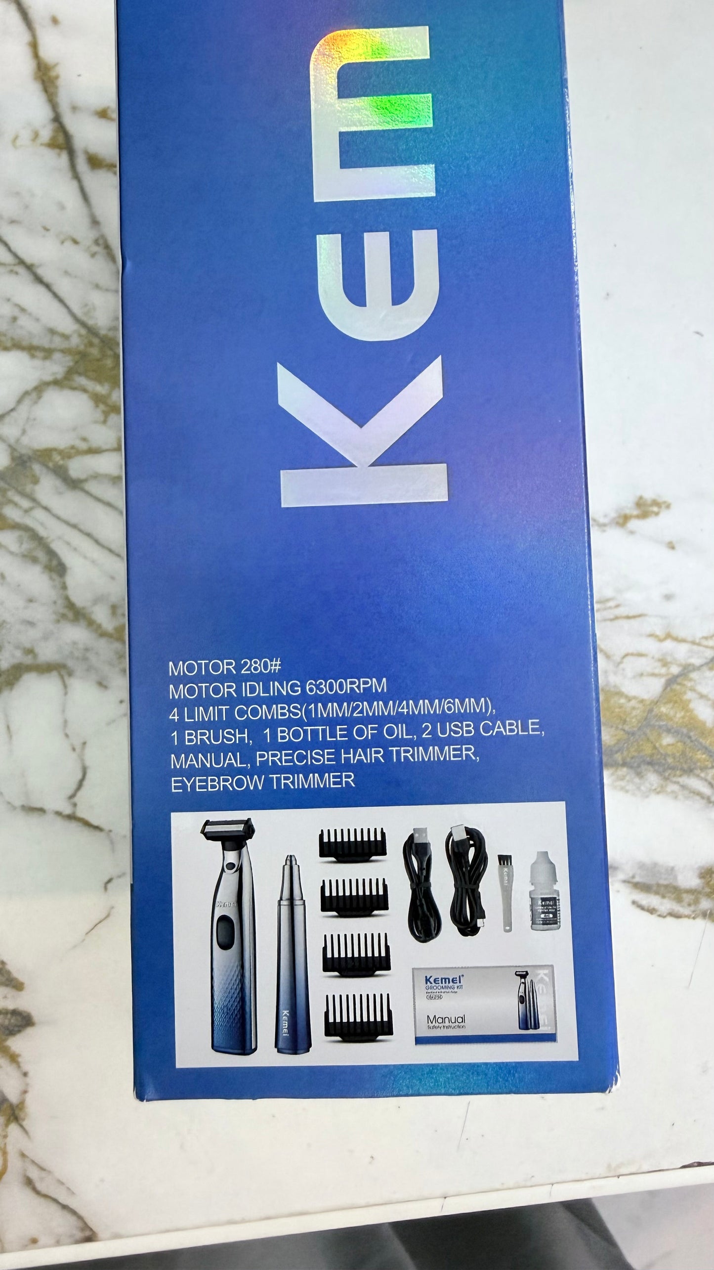 KEMEI KM-3236 2-in-1 Grooming Kit – Metal Body Beard Trimmer & Precision Eyebrow Trimmer for Men