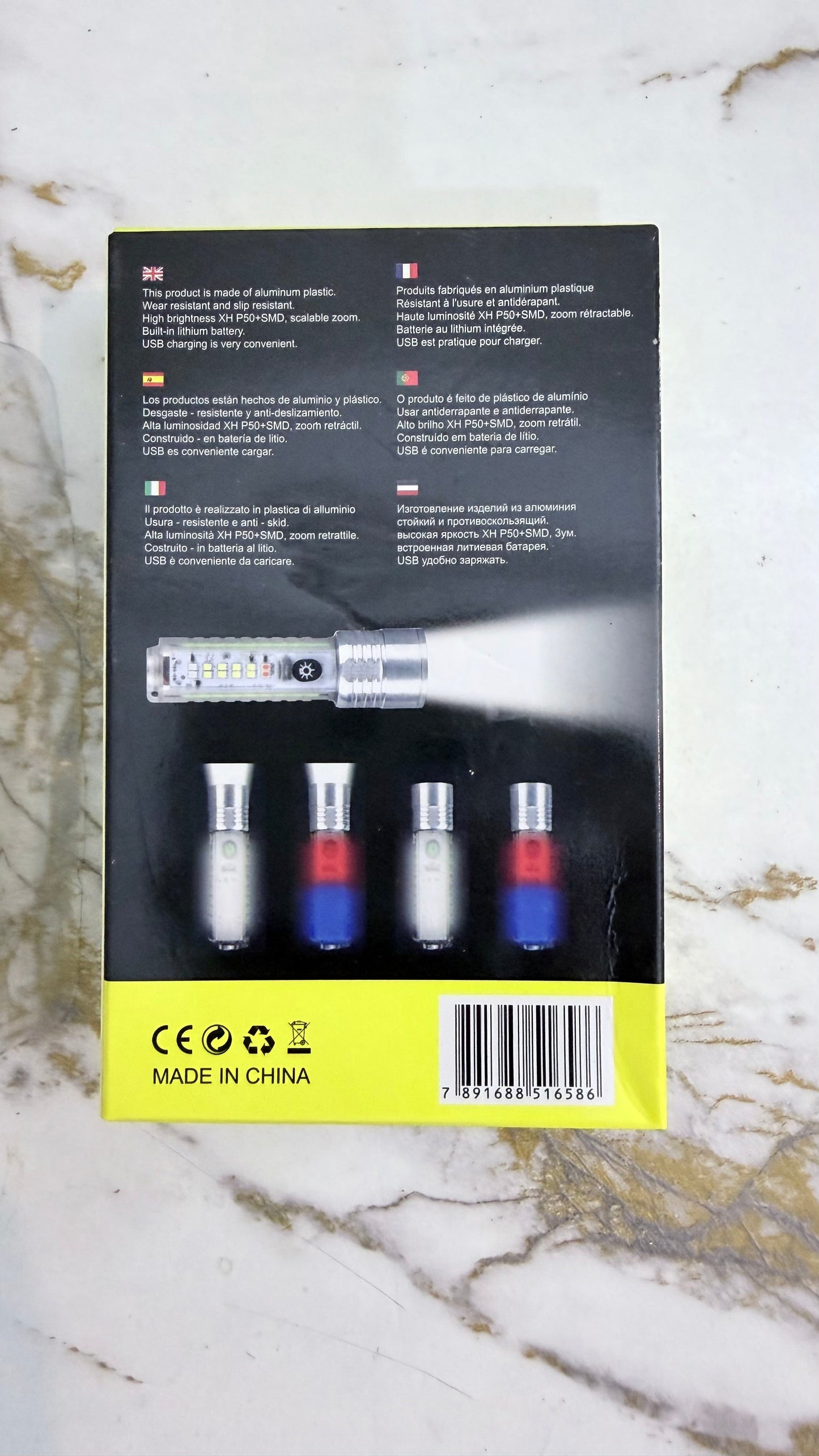 Coba CB-1658 Mini LED Torch – USB Rechargeable Zoom Flashlight with Multiple Modes