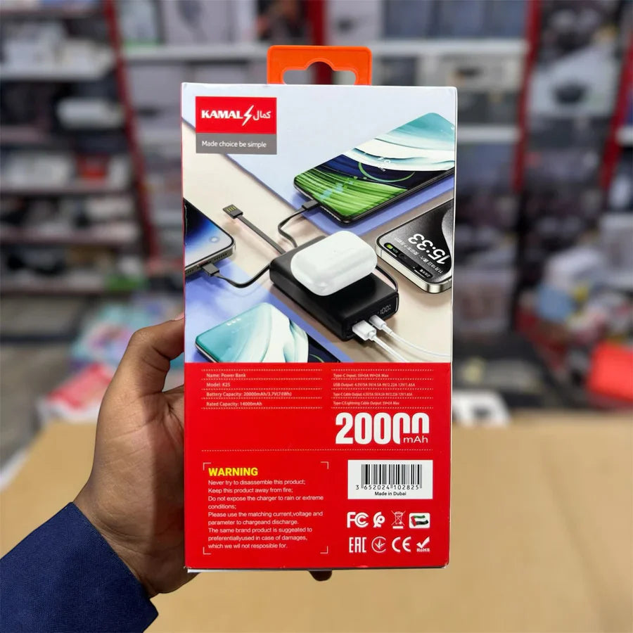 Magnetic Wireless 20000mAh Kamal Power Bank K25 – Fast & Smart Charging | Made in Dubai🇦🇪