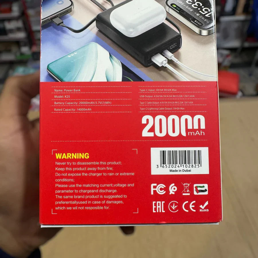 Magnetic Wireless 20000mAh Kamal Power Bank K25 – Fast & Smart Charging | Made in Dubai🇦🇪