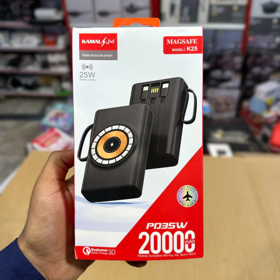 Magnetic Wireless 20000mAh Kamal Power Bank K25 – Fast & Smart Charging | Made in Dubai🇦🇪