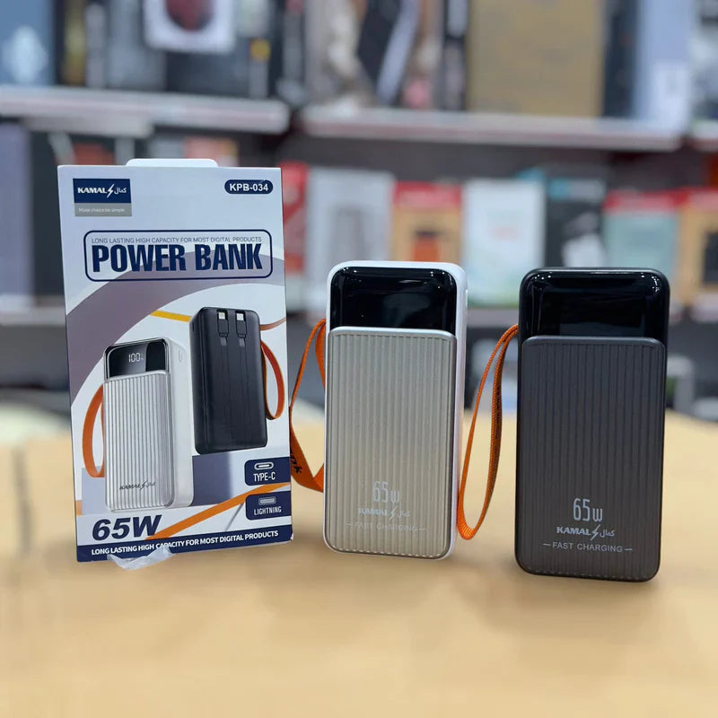 Kamal 65W Super Fast Charging 30000mAh Power Bank KPB-034 – PD Laptop Support |