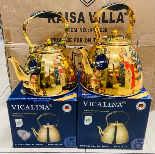 Vicalina Golden Stainless Steel Tea Kettle – 2L & 3L