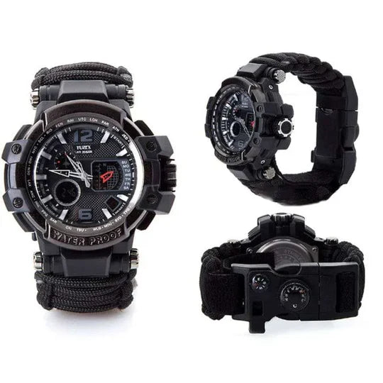 Russian G-3 Yuzex 6-in-1 Outdoor Survival Paracord Watch – Waterproof Military Survival Bracelet with Compass, Fire Starter & Whistle
