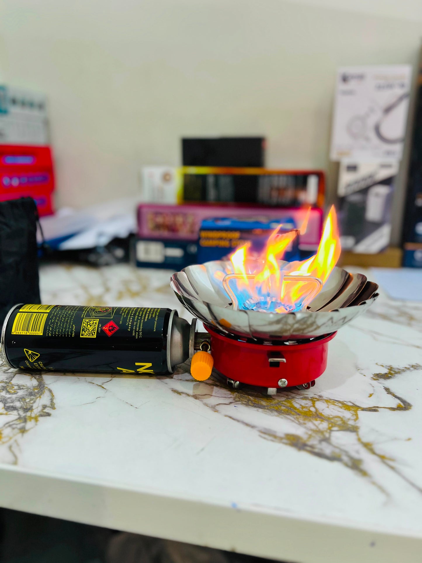 Outdoor Windproof Camping Stove With Butane Bottle  | AwamiImport.com