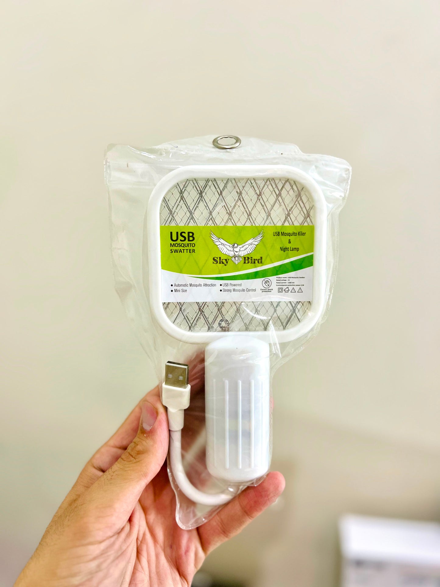 Mosquito Killer Racket Lamp – Pocket Size USB Rechargeable 2-in-1 Device |