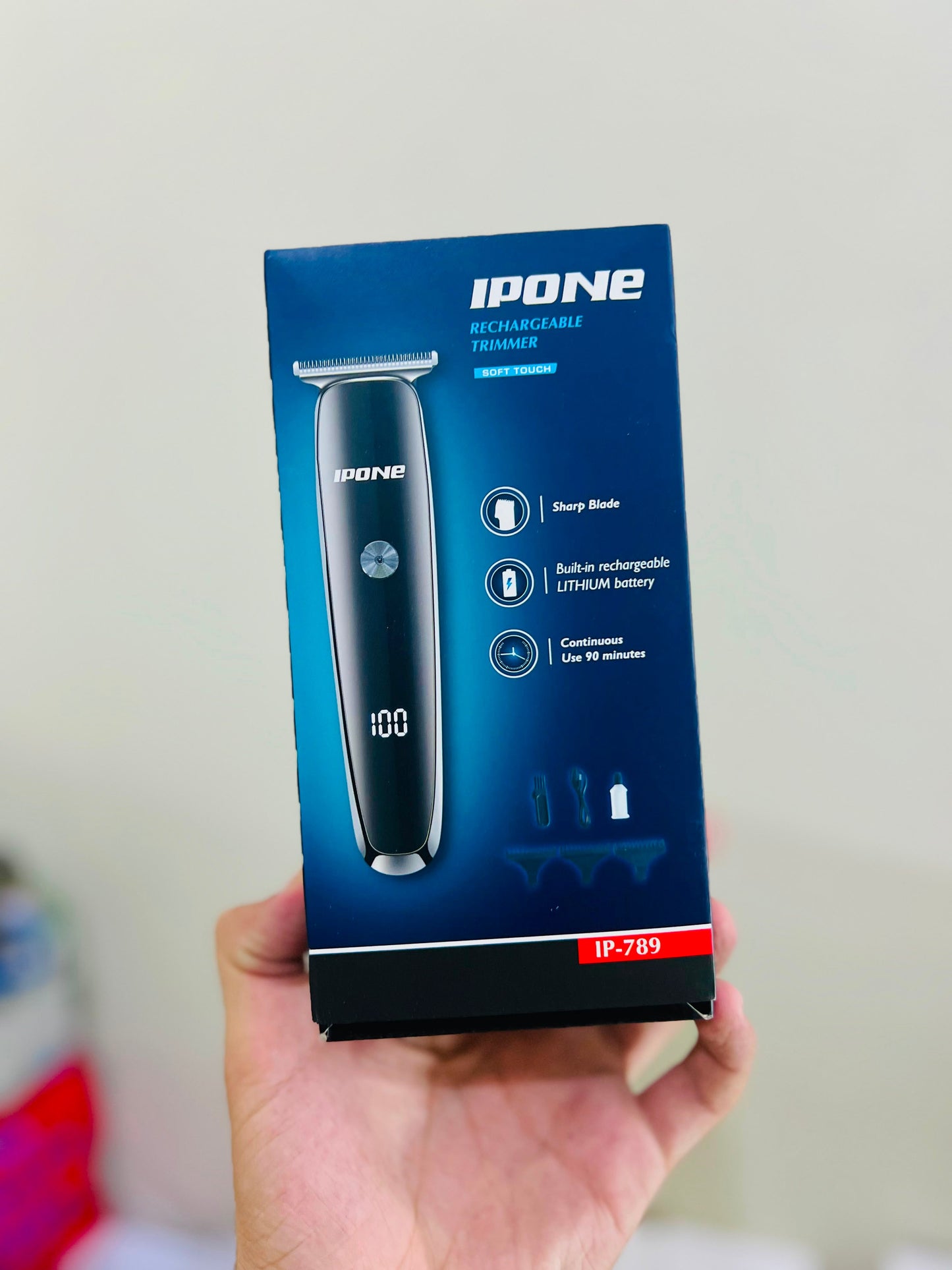IPONE Rechargeable Trimmer – Digital Display | 90 Min Cordless Power | IP-789