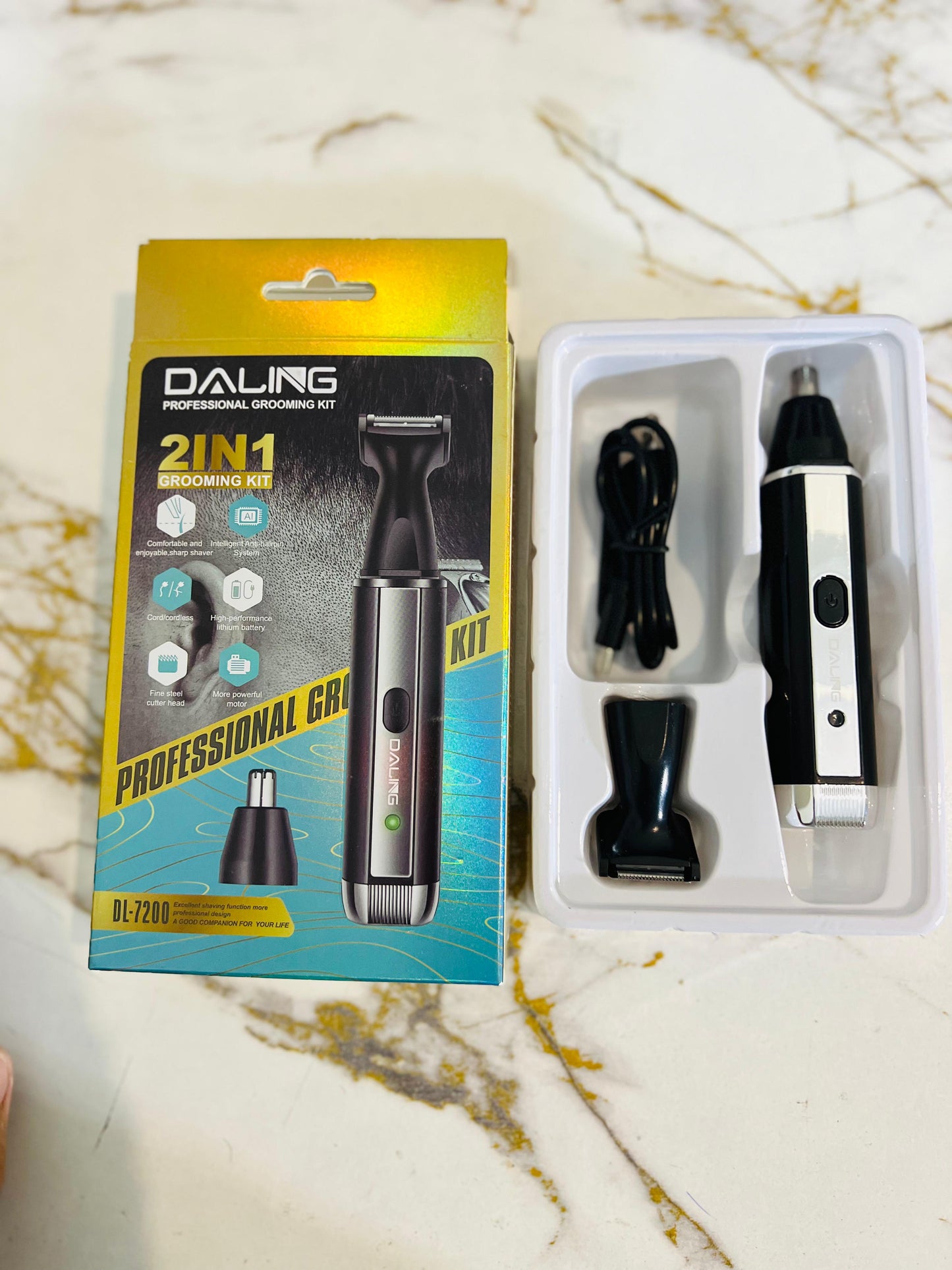 DALING DL-7200 2-in-1 Professional Grooming Kit – Nose Hair Trimmer & Sideburn Trimmer for Men